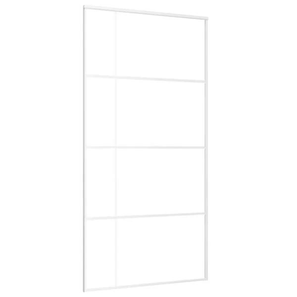 vidaXL Porte coulissante Verre ESG dépoli aluminium 102, 5x205 cm Blanc