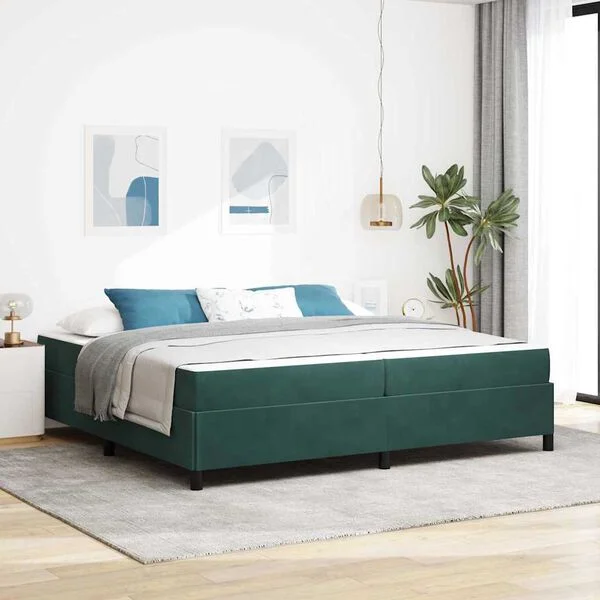 vidaXL Cadre de lit Vert foncé 200 x 200 cm tissu