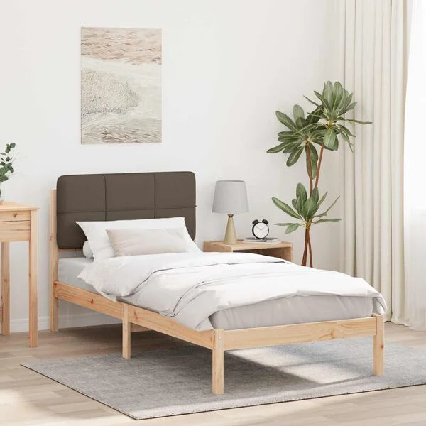 vidaXL Cadre de lit avec tête de lit rembourrée Taupe 80 x 200 cm