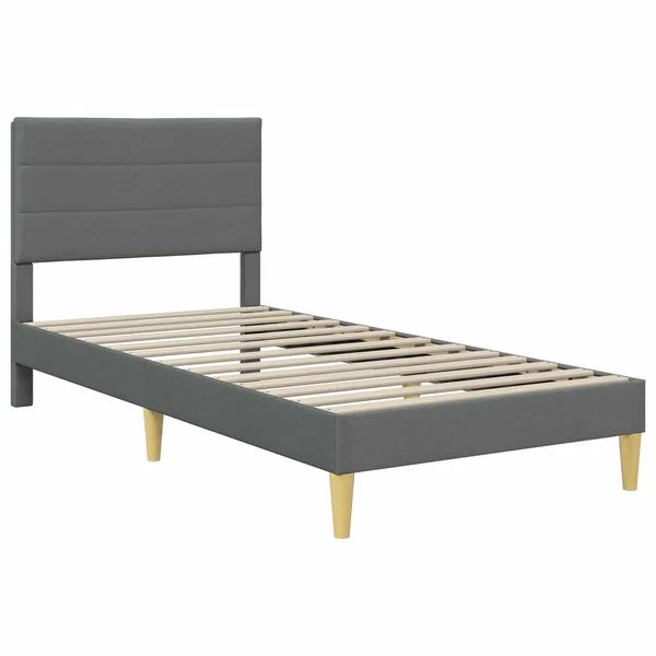 vidaXL Cadre de lit avec tête de lit Gris foncé 90 x 190 cm Tissu
