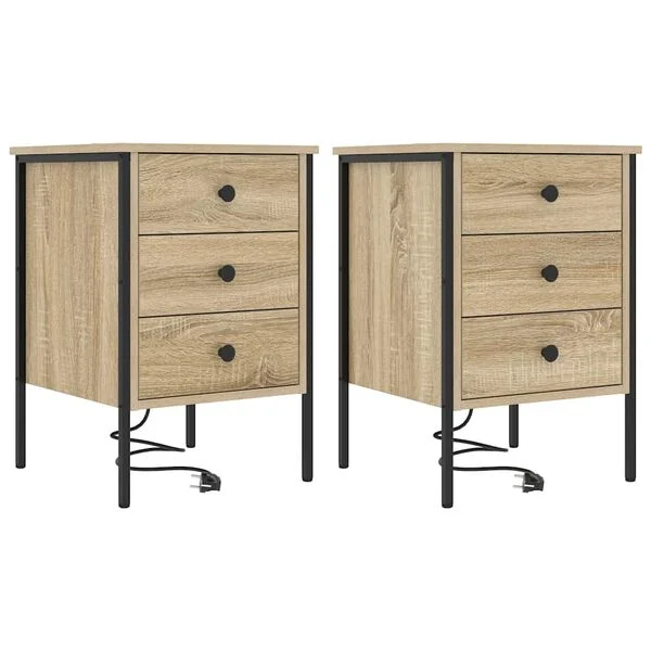 vidaXL Cabinet de chevet 2 pièces Chêne Sonoma 42 x 41 x 61 cm