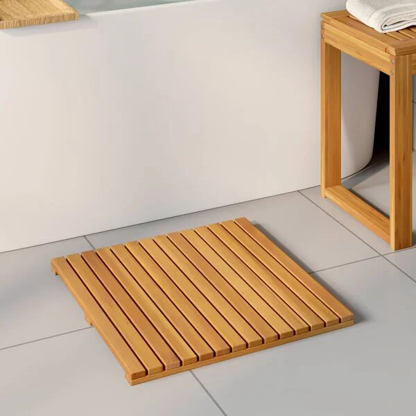 vidaXL Tapis de bain 2 pc Naturel 50 x 50 cm Bois d'Acacia Massif