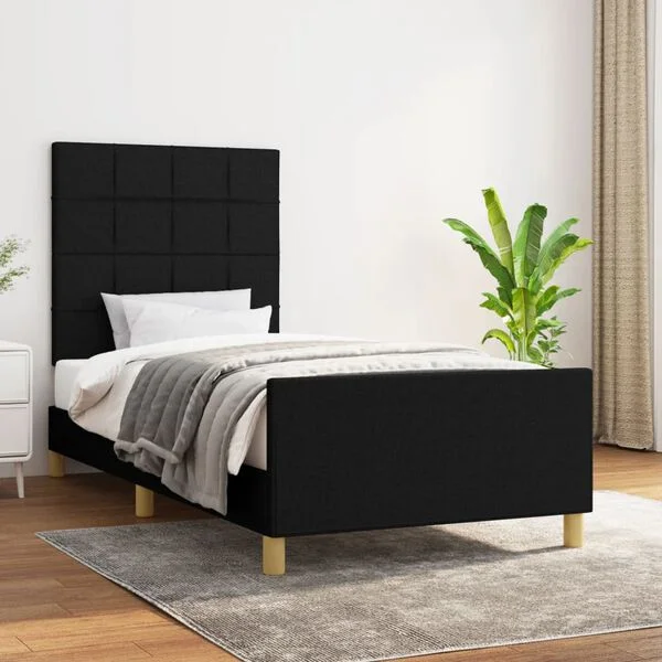 vidaXL Cadre de lit sans matelas noir 100x200 cm tissu