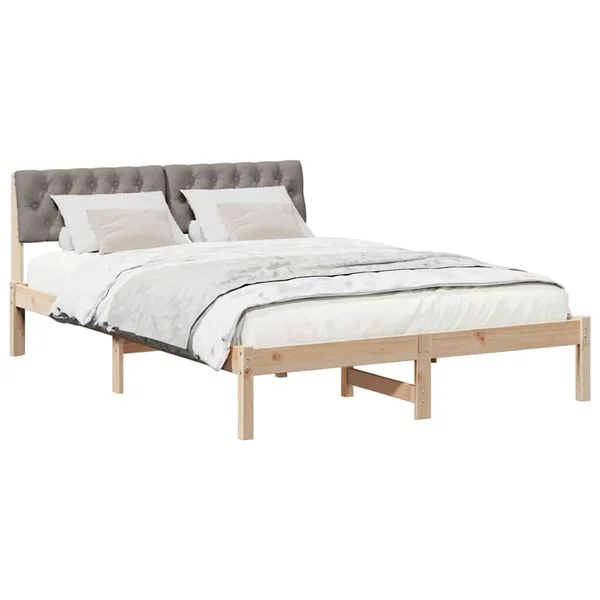 vidaXL Cadre de lit Marron et taupe 160 x 200 cm Bois massif en pin