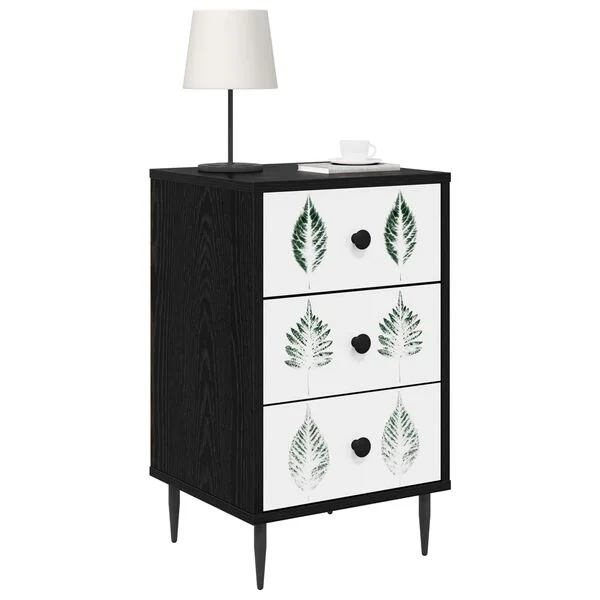 vidaXL Table de chevet HANAU Chêne noir 36 x 33 x 61 cm