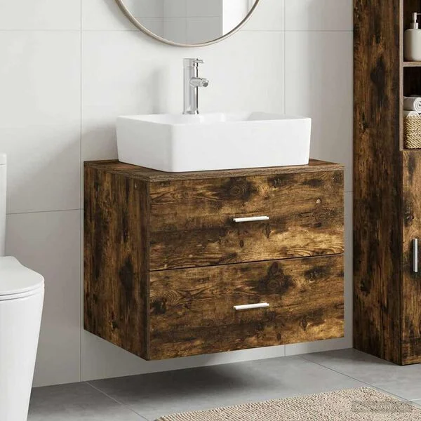 vidaXL Ensemble de mobilier de salle de bain Chêne fumé