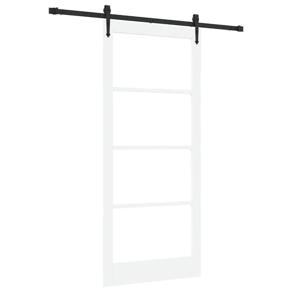 vidaXL Porte coulissante 93 x 211 cm Bois de pin massif et verre Blanc