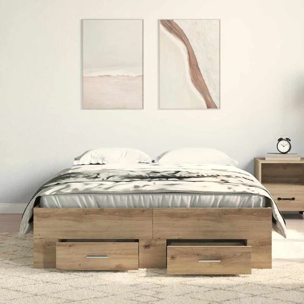 vidaXL Cadre de lit Chêne artisanal 120 x 190 cm Bois d'ingénierie