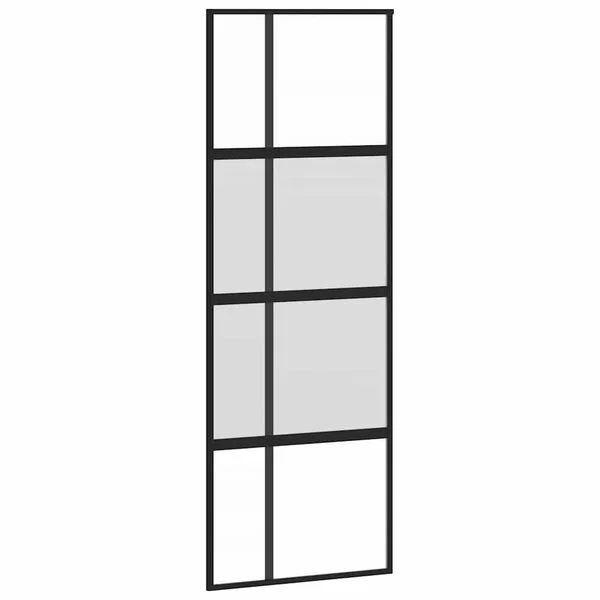 vidaXL Porte coulissante noir 76x205 cm verre trempé aluminium