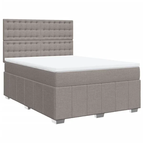 vidaXL Sommier à lattes de lit avec matelas Taupe 140x190 cm Tissu