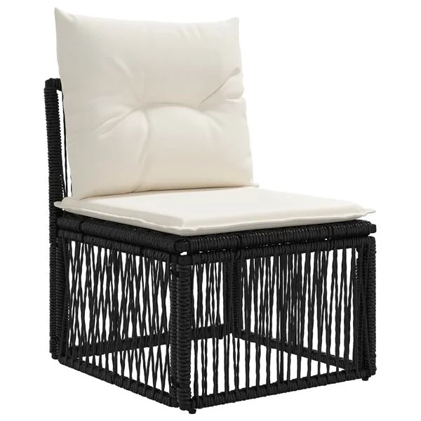 vidaXL Ensemble de canapé de jardin 7 pc Noir et blanc crème polyrotin