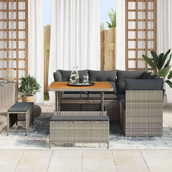 vidaXL Ensemble de canapé de jardin 8 pièces 5-Nombre de places Gris