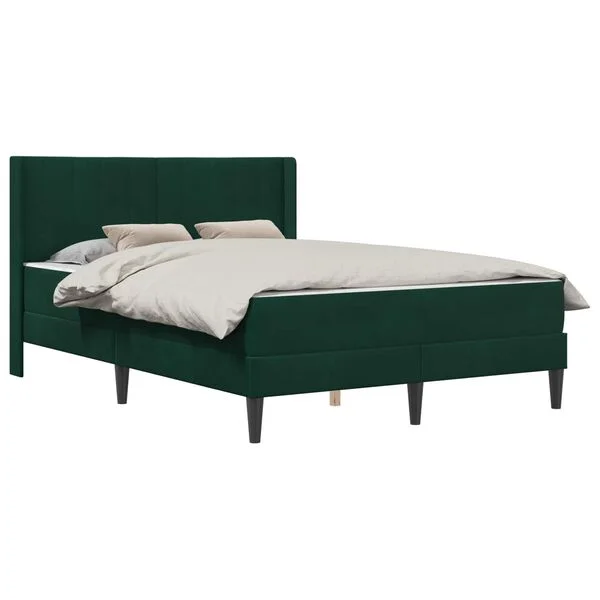 vidaXL Cadre de lit avec matelas Vert foncé 160 x 200 cm Velours