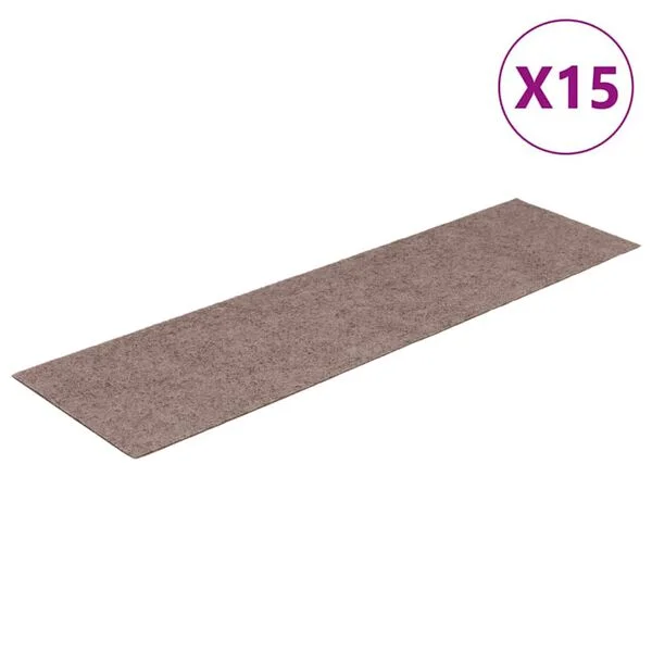 vidaXL Tapis d'escalier autocollants 15 pièces 76x20 cm Marron clair