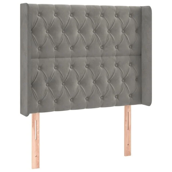 vidaXL Tête de lit à LED Gris clair 93x16x118/128 cm Velours