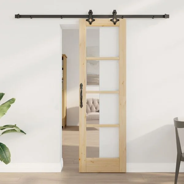 vidaXL Porte coulissante ORKDAL 61 x 198, 5 cm Naturel et noir