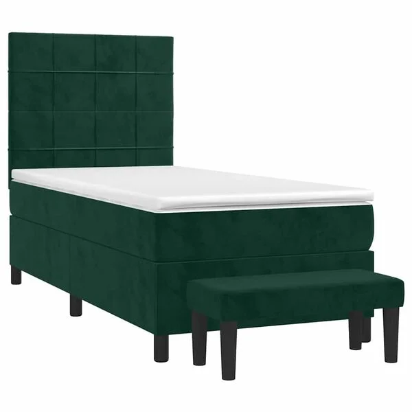 vidaXL Sommier à lattes de lit avec matelas Vert foncé 100x200 cm