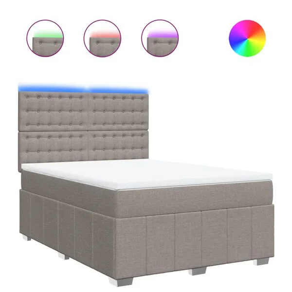 vidaXL Sommier à lattes de lit avec matelas Taupe 140x190 cm Tissu