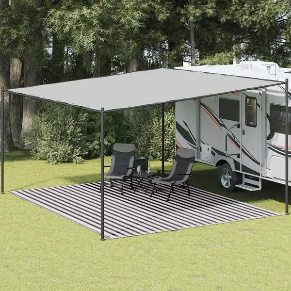 vidaXL Tapis de tente anthracite et blanc 400x500 cm PEHD