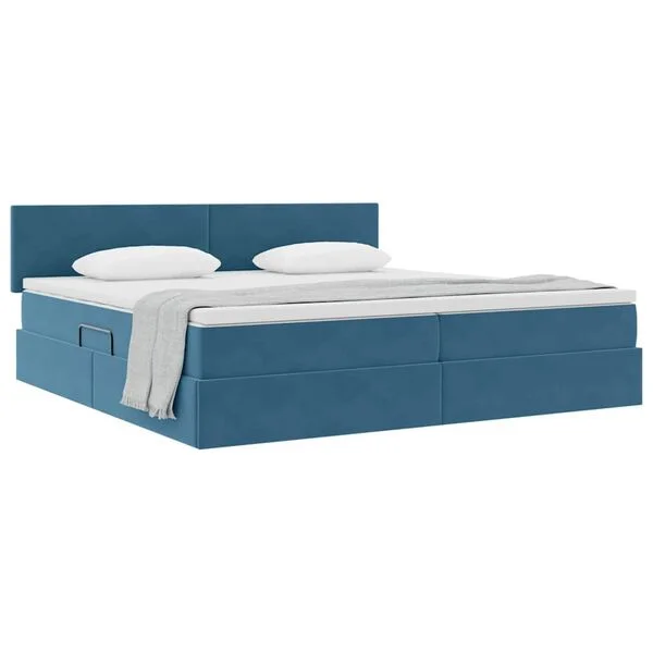 vidaXL Lit de Rangement Bleu foncé 200 x 200 cm Velours