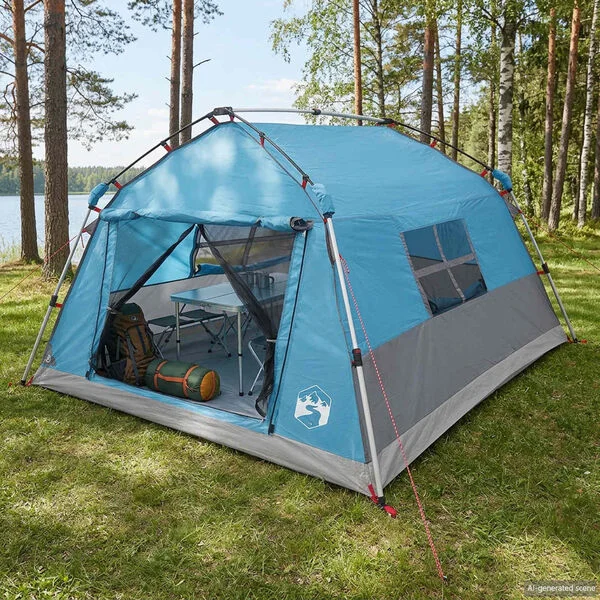 vidaXL Tente instantanée imperméable 4 personne Bleu