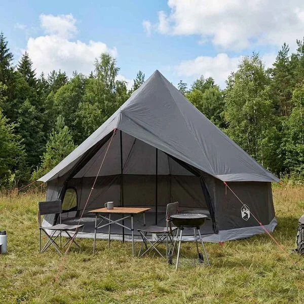 vidaXL Tente Tipi 6 personne Marron Gris Polyester et Acier
