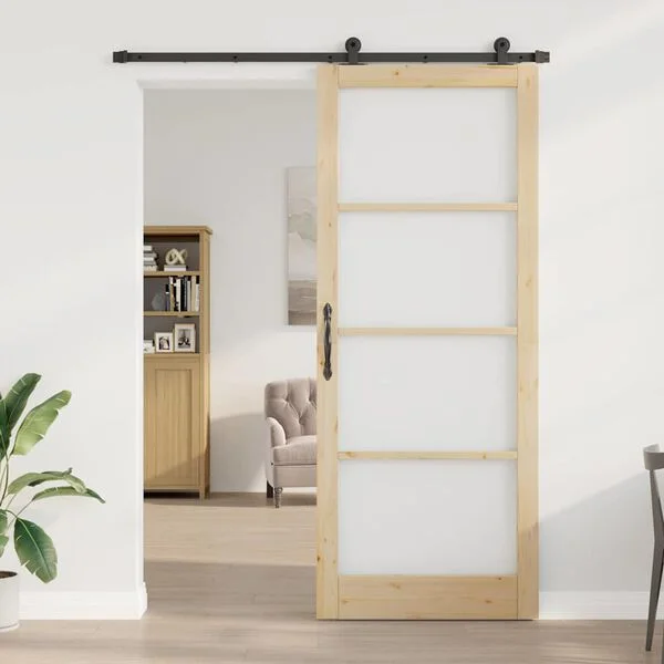 vidaXL Porte coulissante ORKDAL 93 x 232 cm Naturel et noir