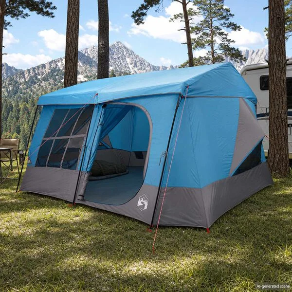 vidaXL Tente familiale avec auvent imperméable 9 personne Bleu