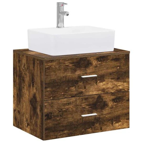 vidaXL Ensemble de mobilier de salle de bain Chêne fumé