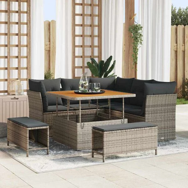 vidaXL Ensemble de canapé de jardin 8 pièces 5-Nombre de places Gris