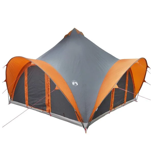vidaXL Tente Tipi 6.0 personne Gris et orange Polyester et Acier