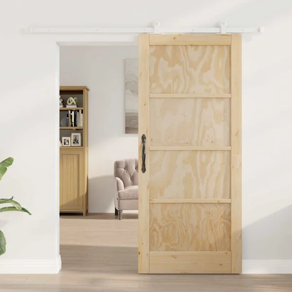vidaXL Porte coulissante Naturel et Blanc 86 x 198, 5 cm