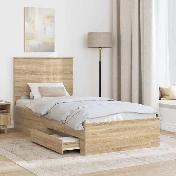 vidaXL Cadre de lit Chêne Sonoma 90 x 190 cm Bois d'ingénierie