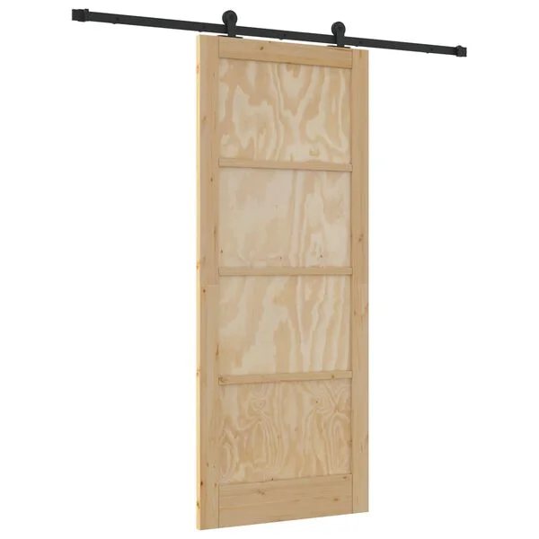 vidaXL Porte coulissante Naturel et noir 86 x 211 cm