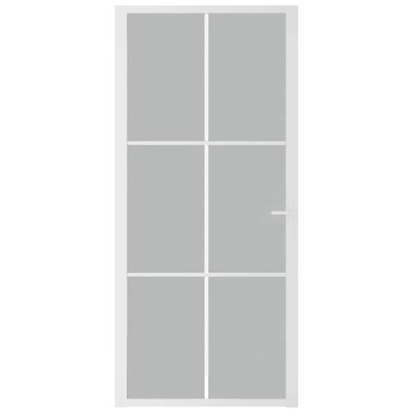 vidaXL Porte intérieure 93x201, 5 cm Blanc Verre mat et aluminium