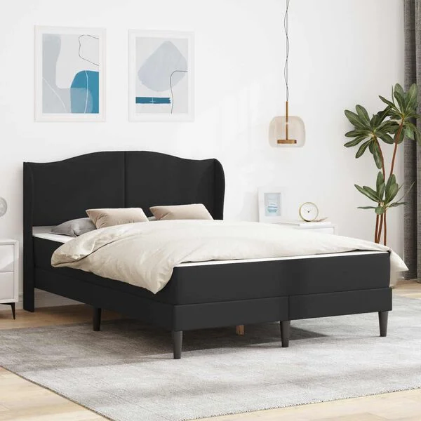 vidaXL Cadre de lit avec matelas Noir 120 x 200 cm Simili cuir