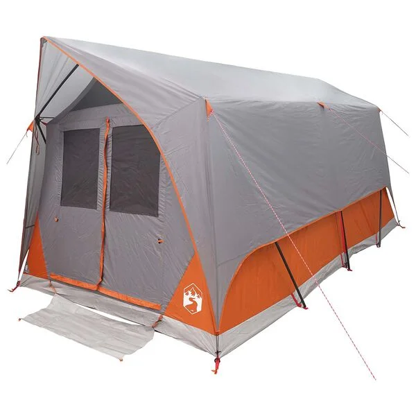 vidaXL Tente tunnel 8 personne Gris et orange Polyester et Acier