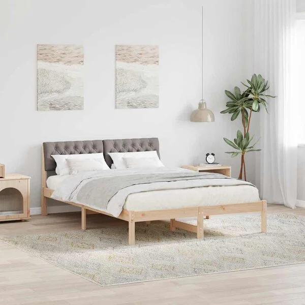 vidaXL Cadre de lit Marron et taupe 160 x 200 cm Bois massif en pin