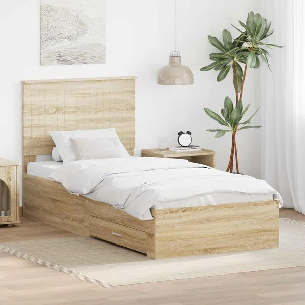 vidaXL Cadre de lit Chêne Sonoma 90 x 190 cm Bois d'ingénierie