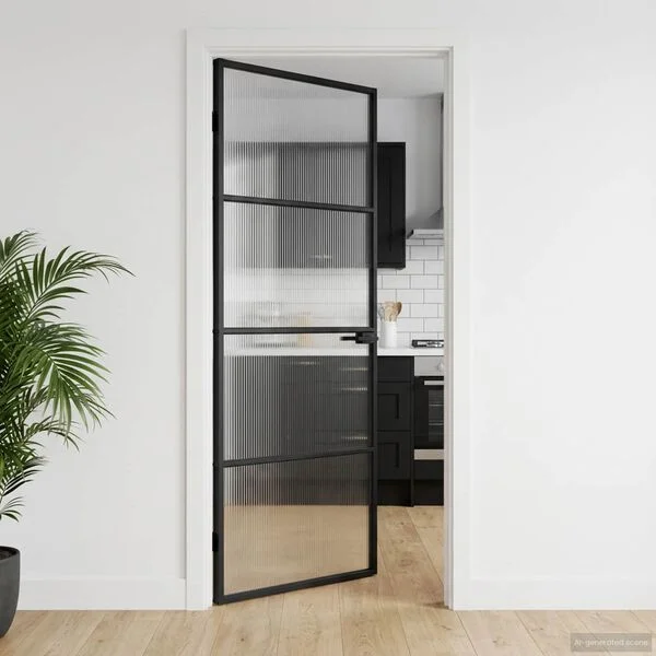 vidaXL Porte de maison 83 x 201, 5 x 3, 5 cm Aluminium et Verre Trempé