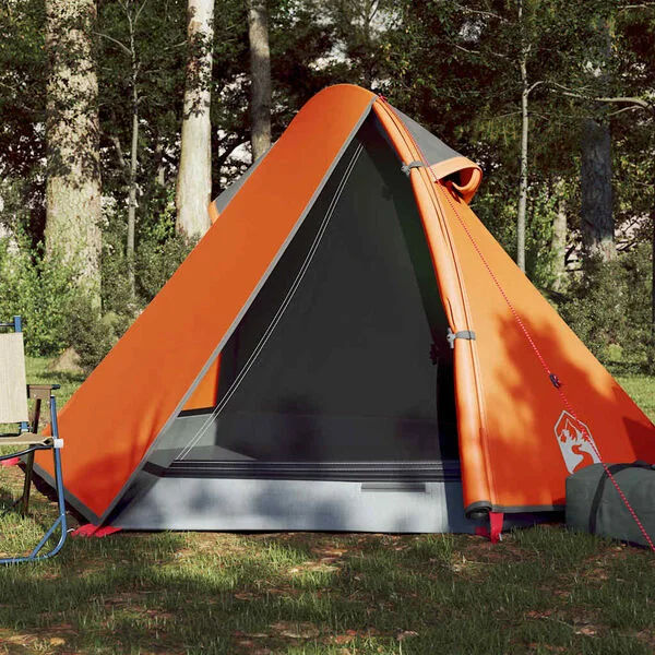 vidaXL Tente de camping à dôme 2 personnes gris et orange imperméable