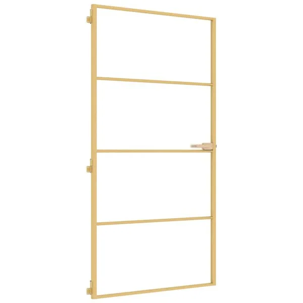 vidaXL Porte intérieure mince doré verre trempé aluminium