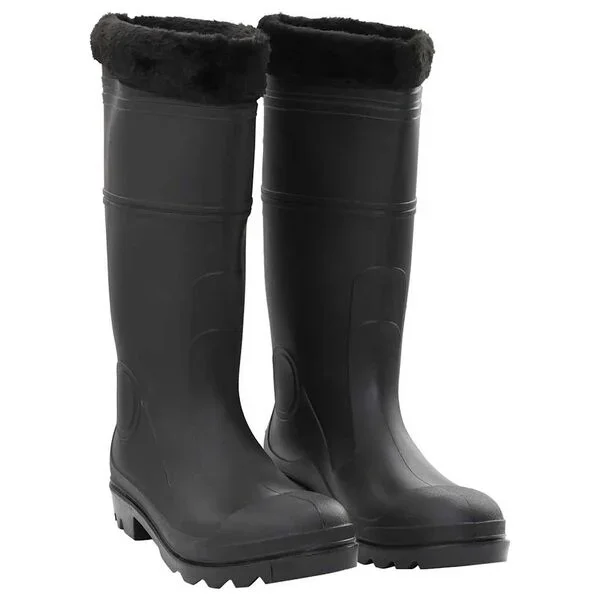 vidaXL Bottes de pluie avec chaussettes amovibles noir taille 45 PVC