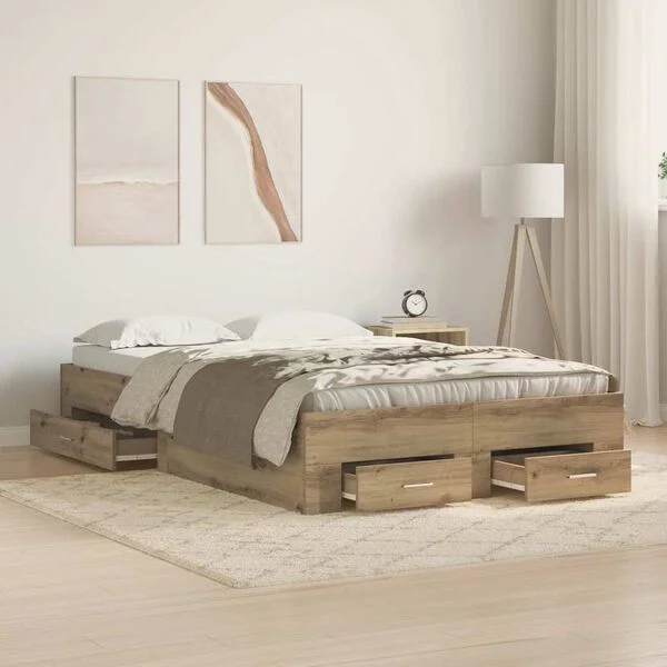 vidaXL Cadre de lit Chêne artisanal 120 x 190 cm Bois d'ingénierie