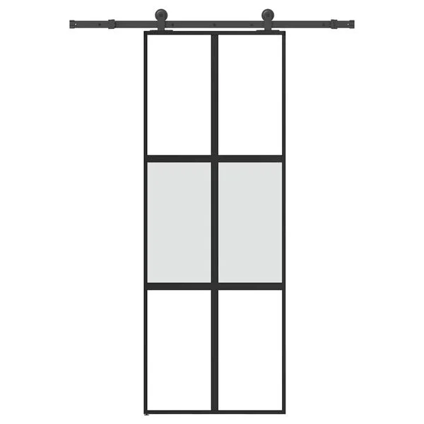 vidaXL Porte coulissante kit de quincaillerie trempé verre aluminium