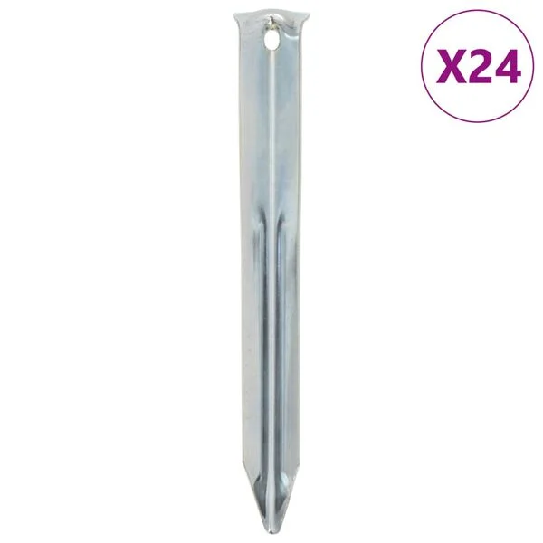 vidaXL Piquets de tente 24 pcs 17 cm Ø20 mm acier galvanisé