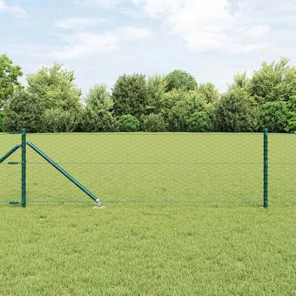 vidaXL Clôture hexagonale avec poteau 25 x 0, 8 m Vert Maille