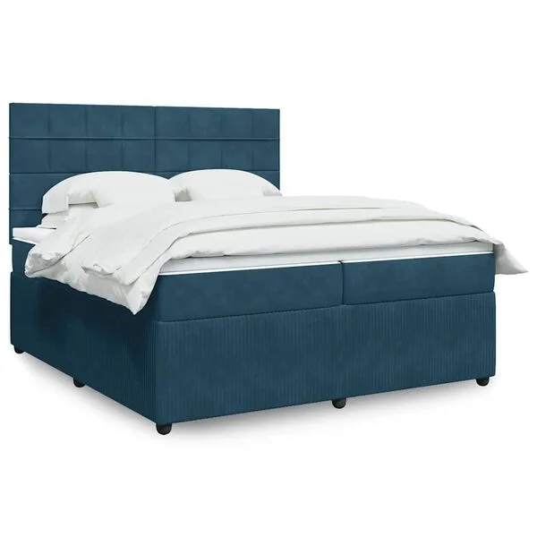 vidaXL Sommier à lattes de lit et matelas Bleu foncé 200x200cm Velours