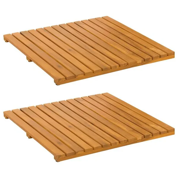 vidaXL Tapis de bain 2 pc Naturel 50 x 50 cm Bois d'Acacia Massif