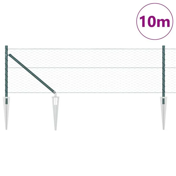 vidaXL Clôture hexagonale avec poteau 25 x 0, 8 m Vert Maille